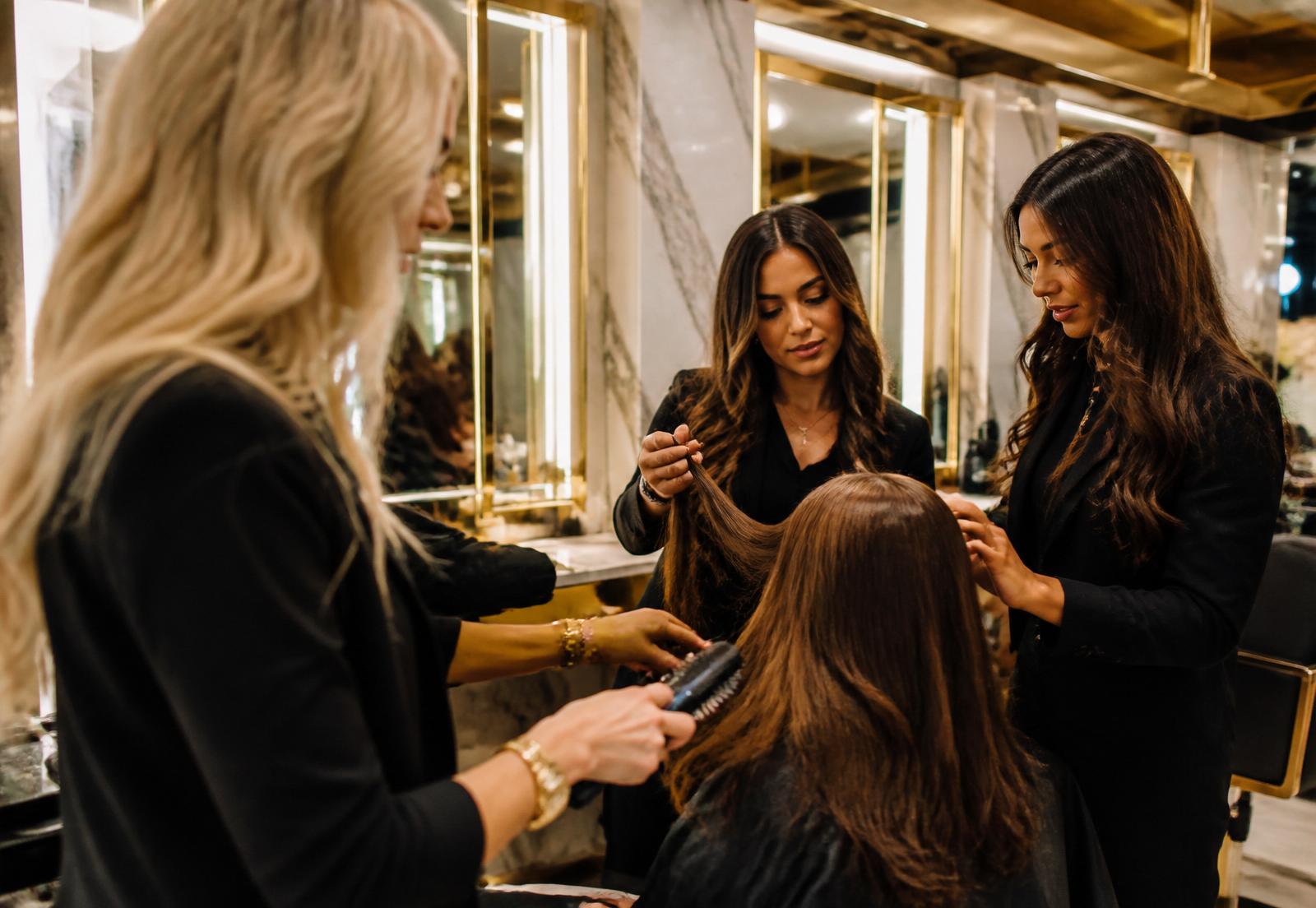 Moxie stylists working as a team